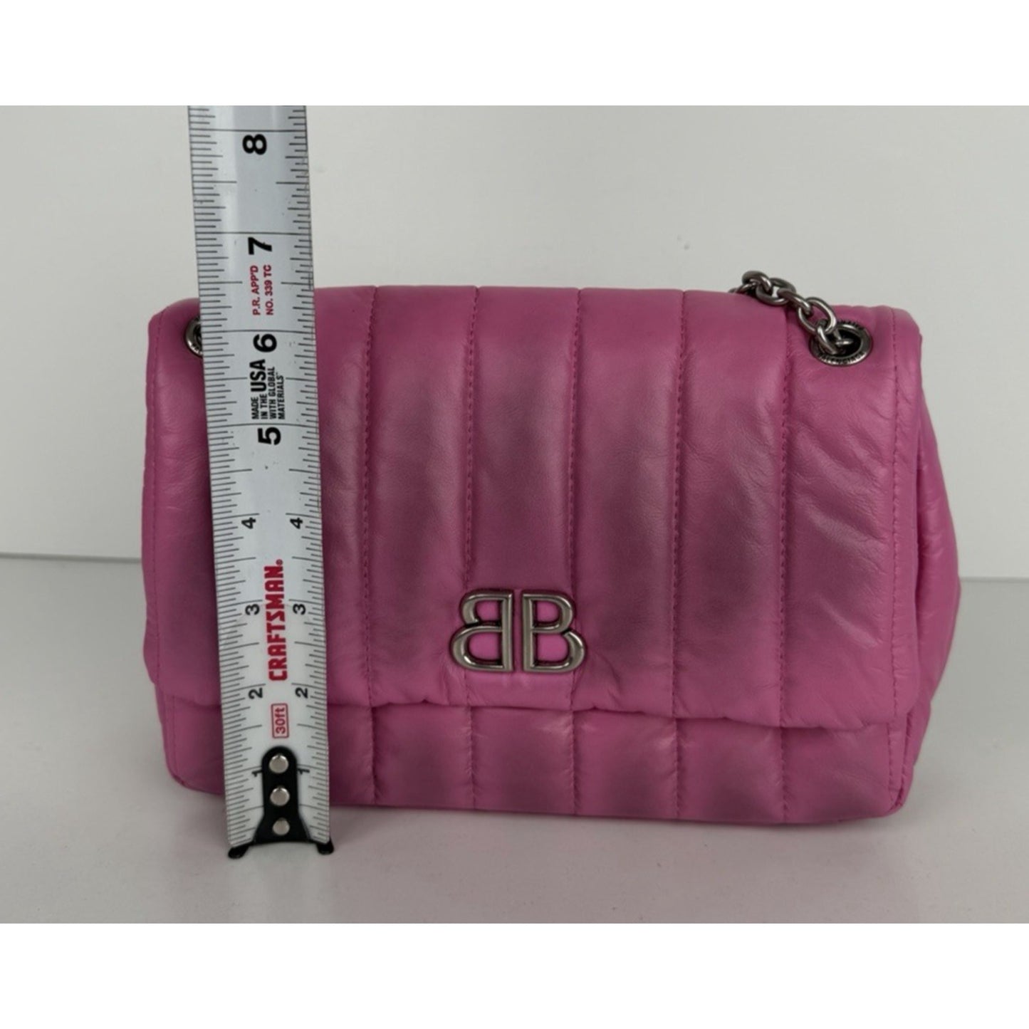 Balenciaga Monaco Mini Bag in Pink Quilted leather Silver HW E6
