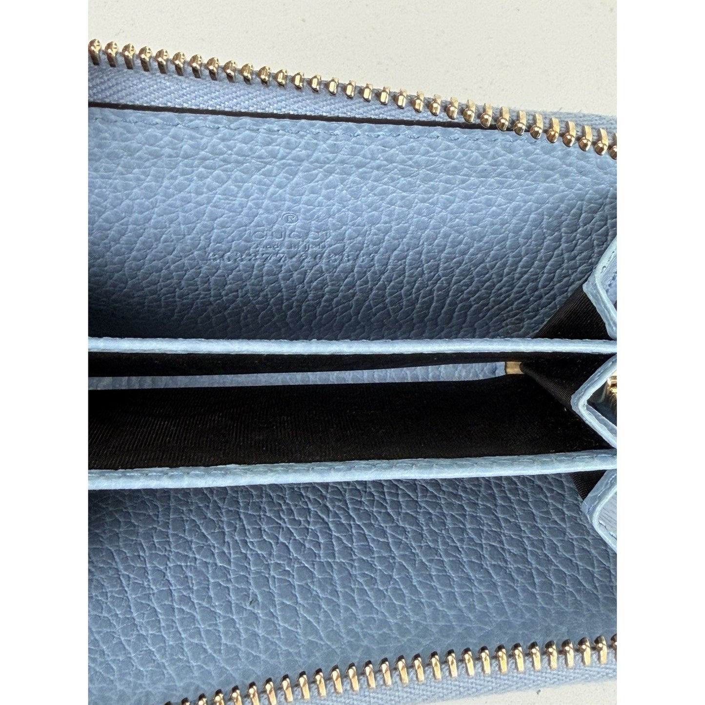 Gucci Continental Wallet Swing Compact Calfskin Leather in Light Blue K1
