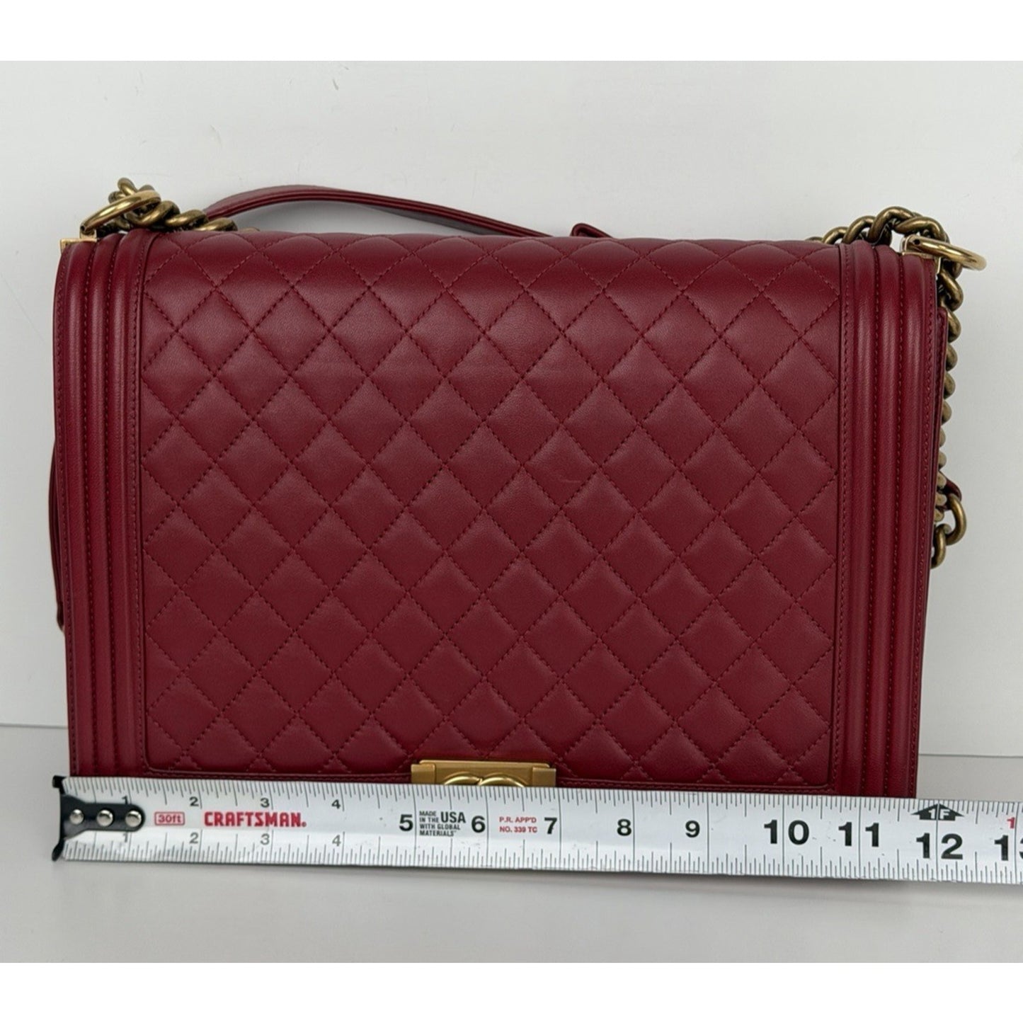 Chanel Boy Bag Large Red Leather & Aged Gold-Tone Hardware 2014 D8