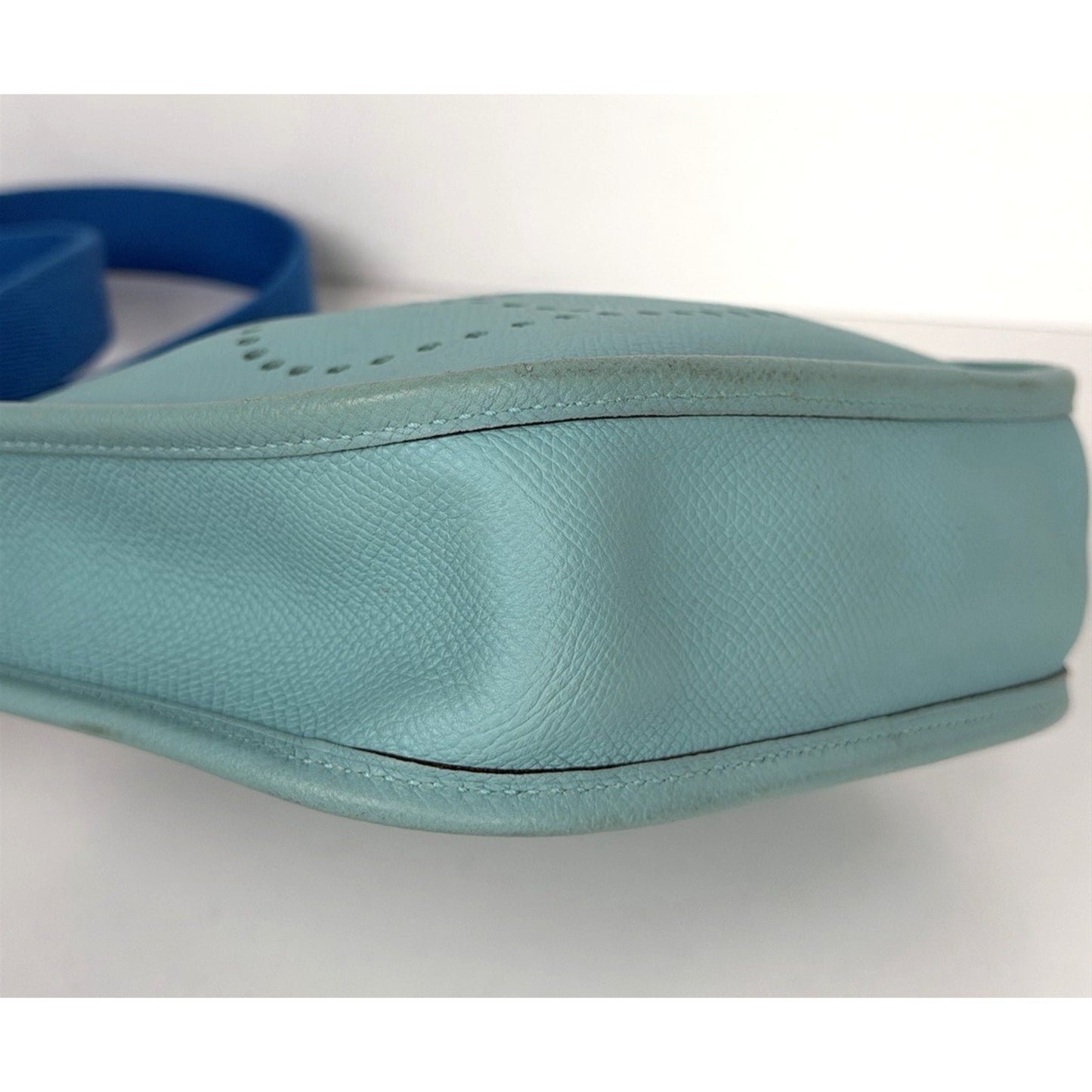 Hermes Evelyne TPM 16 Gen III Bag in Bleu Atoll and Canvas Shoulder Strap 2017D1