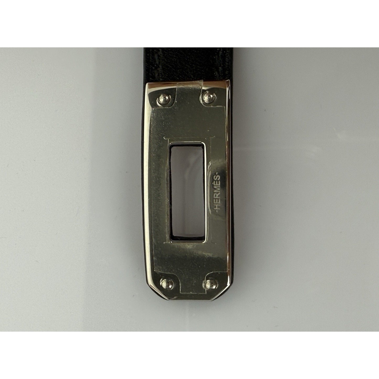 HERMES Kelly Double Tour Black Swift Silver Hardware Leather Bracelet Size 6 in