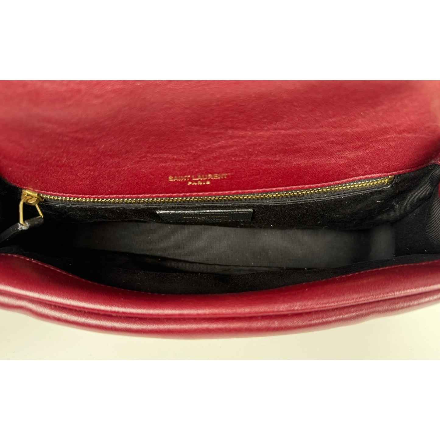 Saint Laurent Calypso Small Shoulder Bag in Bordeaux Red Smooth Padded LeatherD6