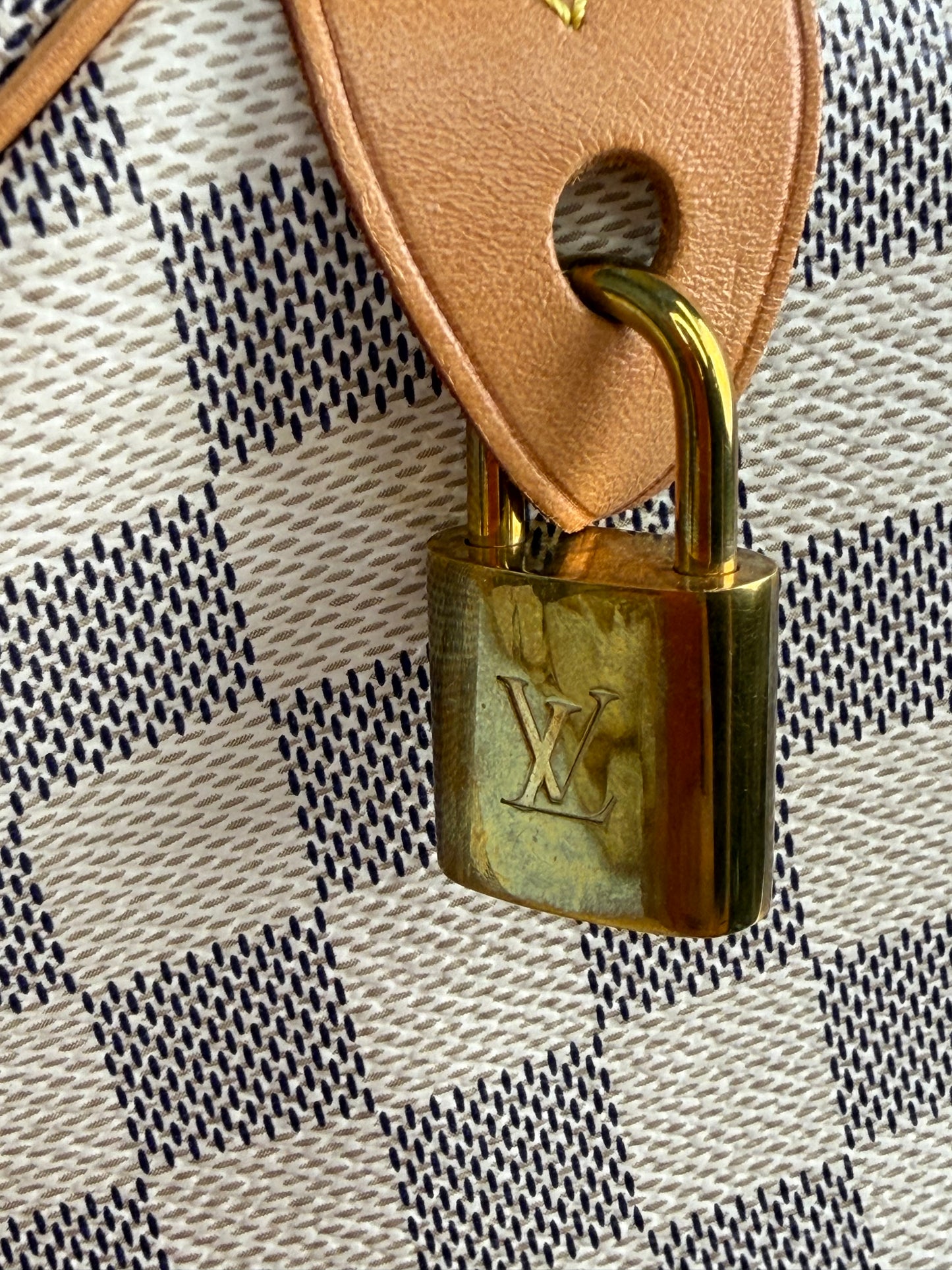 Louis Vuitton Speedy Handbag 35 in Damier Azur Coated Canvas 2016 YS
