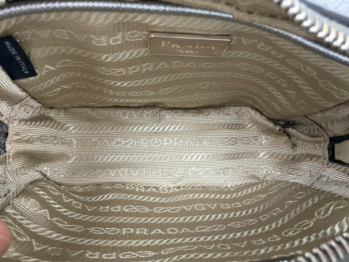 Prada Saffiano Lux Mini Camera Crossbody Bag in Metallic Saffiano Leather YS21