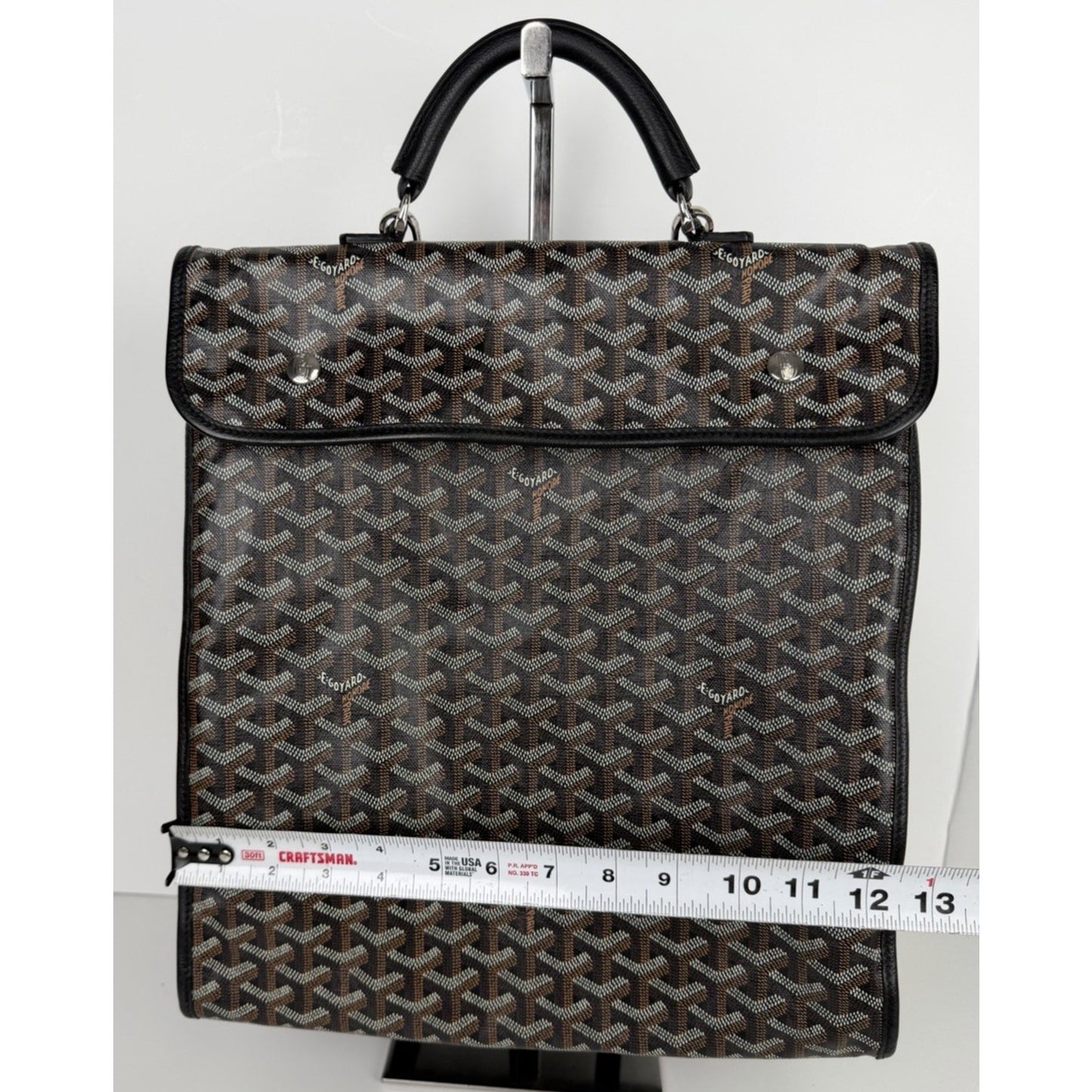 Goyard Saint Leger Backpack in Black Goyardine Coated Canvas Leather Trim E8