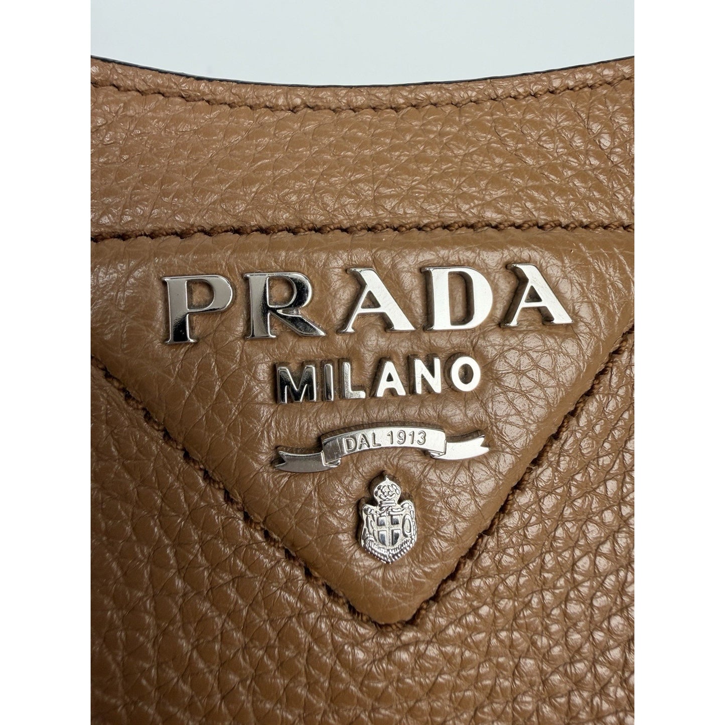 Prada Vitello Daino Soft Mini Hobo Messenger Bag in Caramel Brown Leather