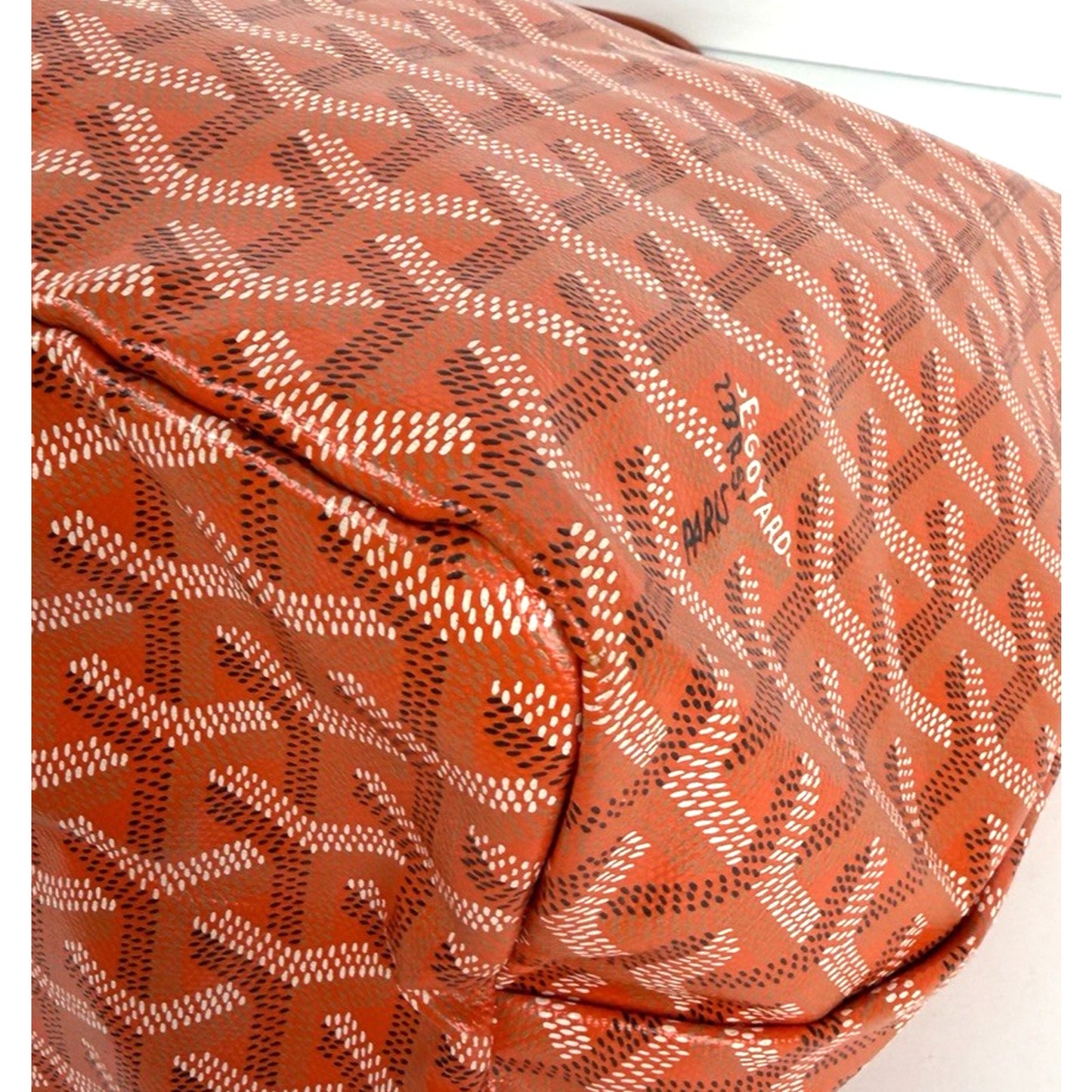 Goyard Saint Louis PM Tote Bag in Orange Goyardine Coated Canvas Leather Trim E5