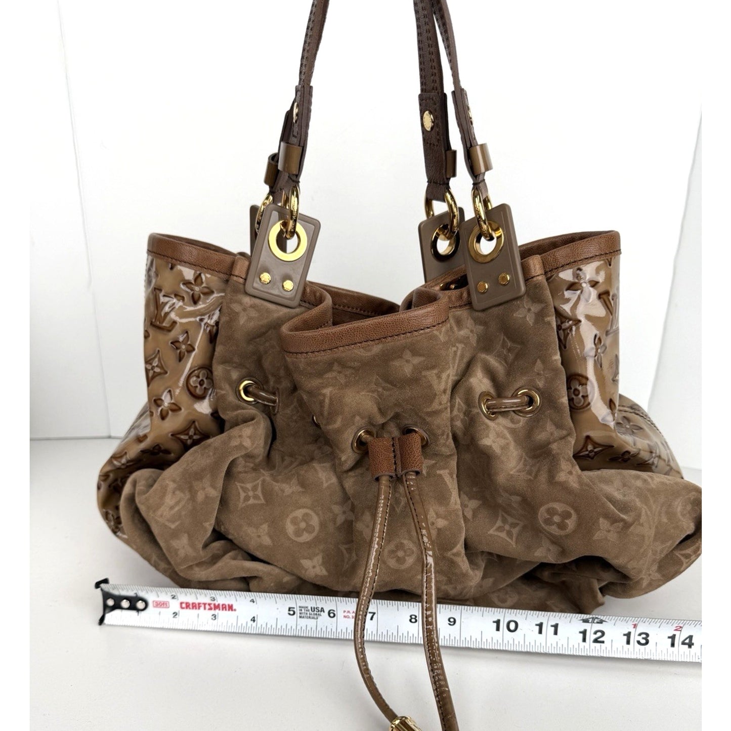 Louis Vuitton Irene Coco Bag in Brown Suede with Patent Leather Trim 2009 S09