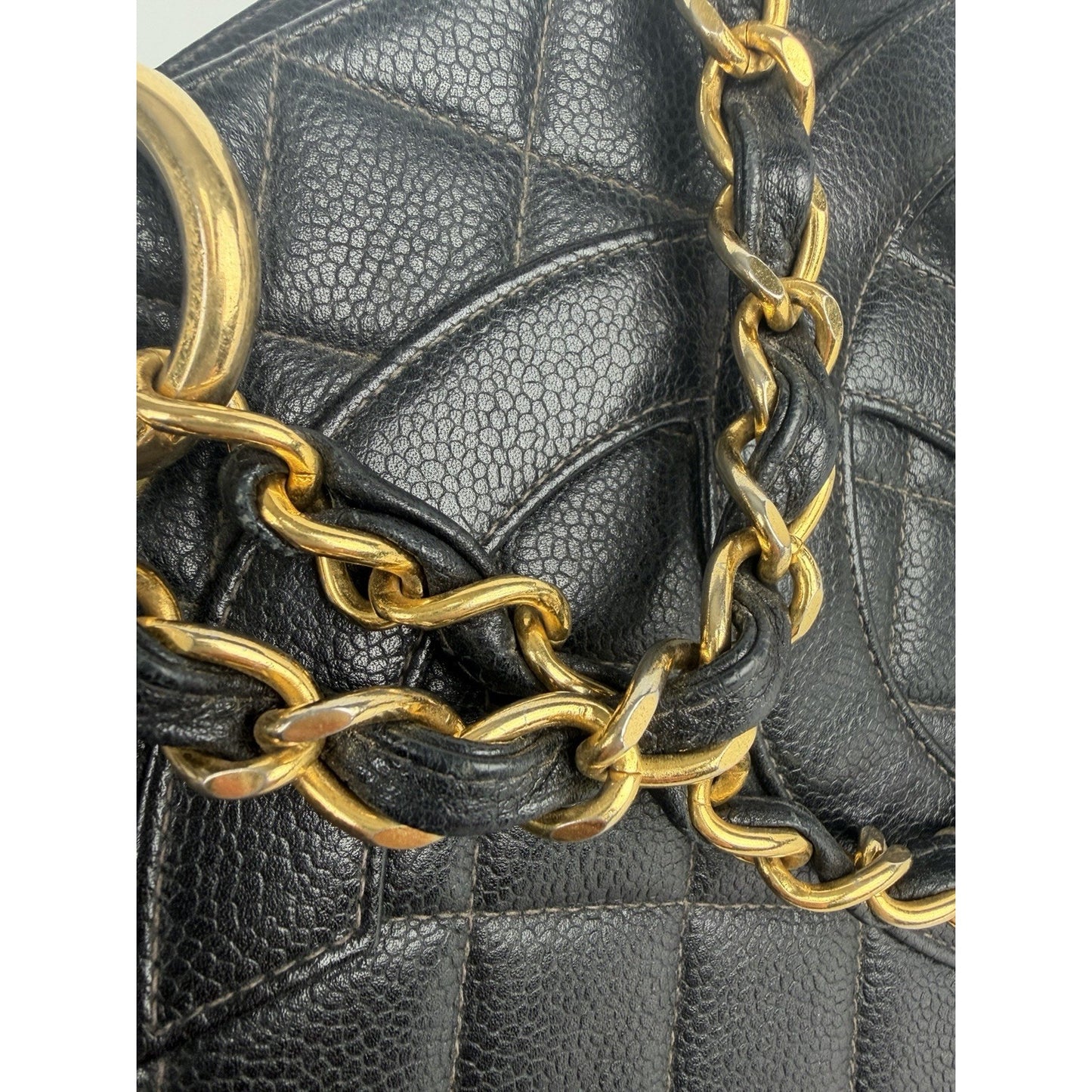 Chanel Grand Shopping Tote Bag in Quilted Black Caviar Leather 1996-1997 C6