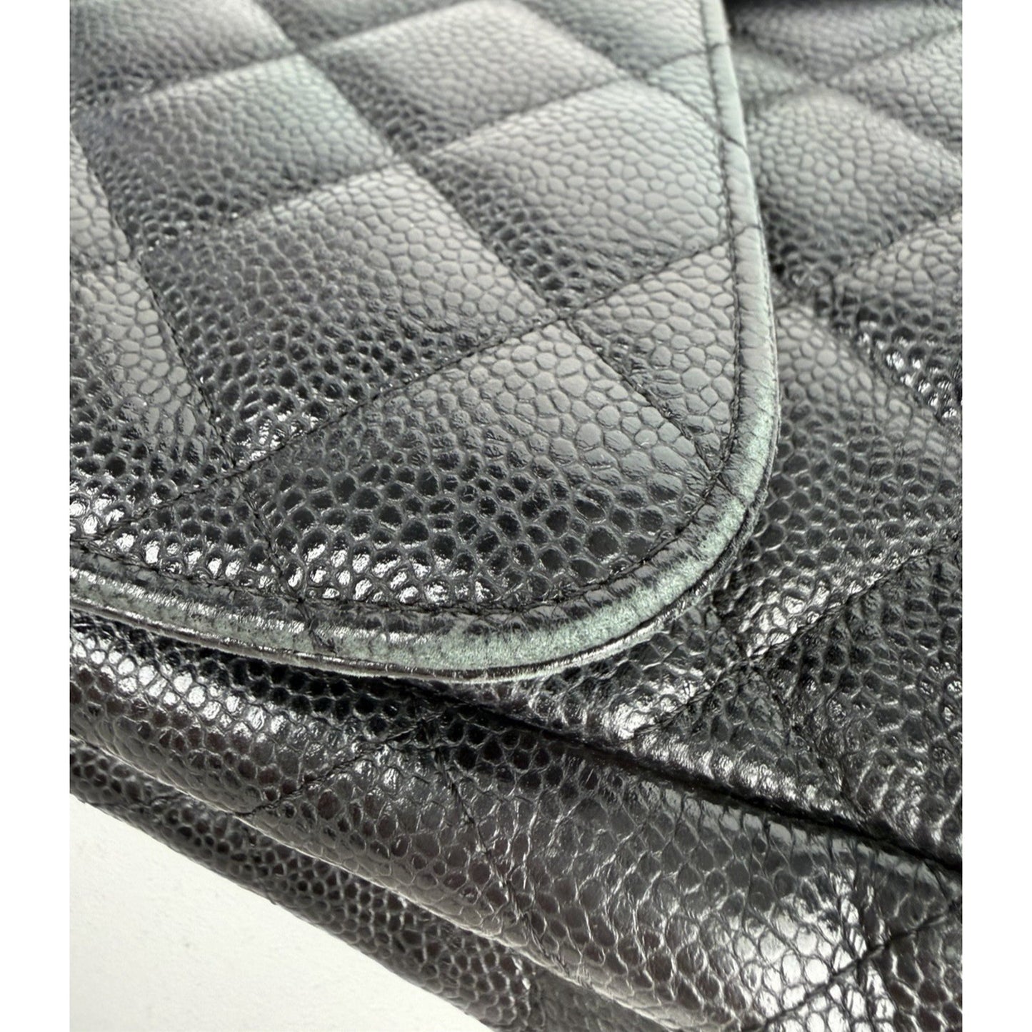 Chanel Jumbo Classic Double Flap Bag Black Quilted Caviar Leather 2008-2009 D3