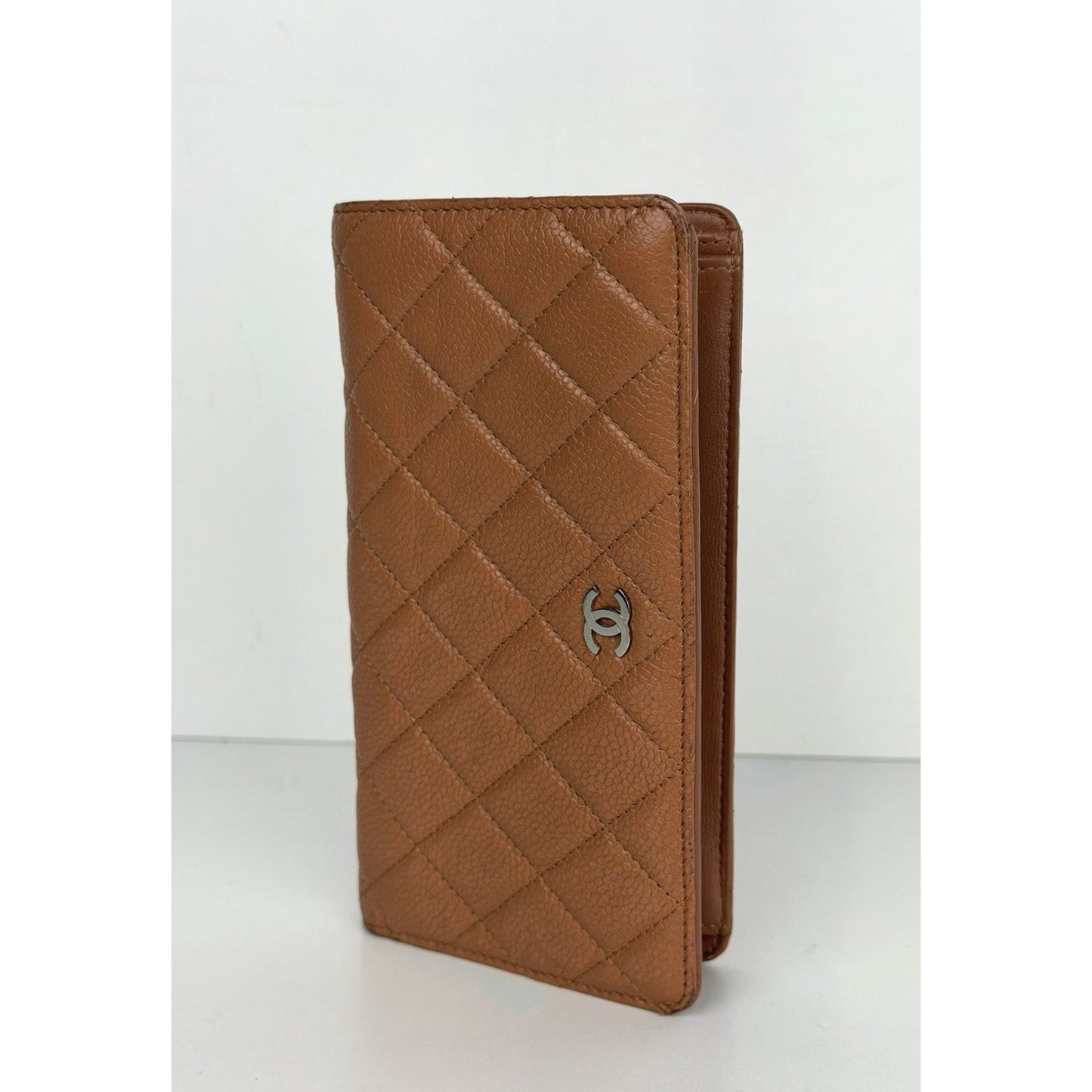 Chanel L-Yen Wallet Quilted Caviar in Caramel Leather 2011