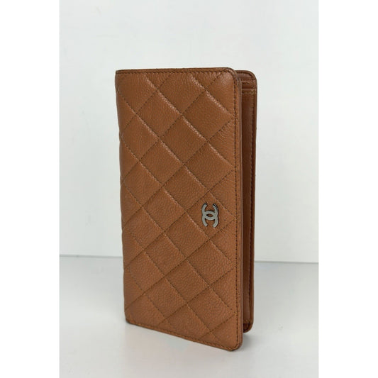 Chanel L-Yen Wallet Quilted Caviar in Caramel Leather 2011