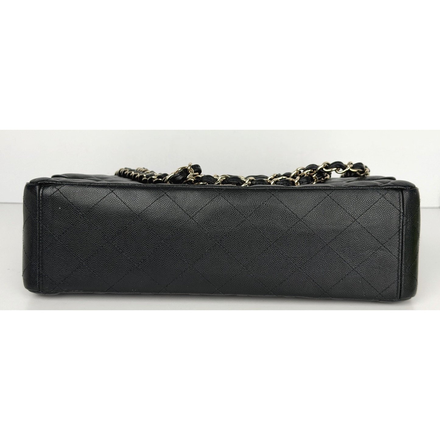 Chanel Classic Maxi Double Flap Bag in Black Caviar Quilted Leather NFC E4