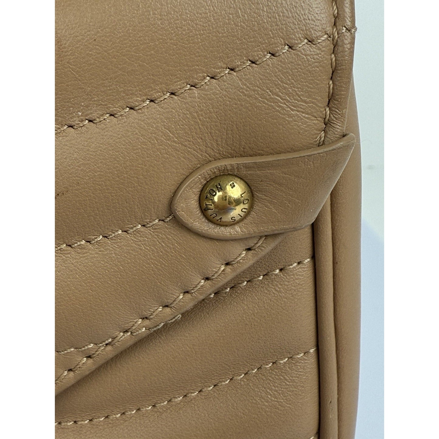 LOUIS VUITTON Beige Leather New Wave Chain Strap MM Noisette Shoulder Bag
