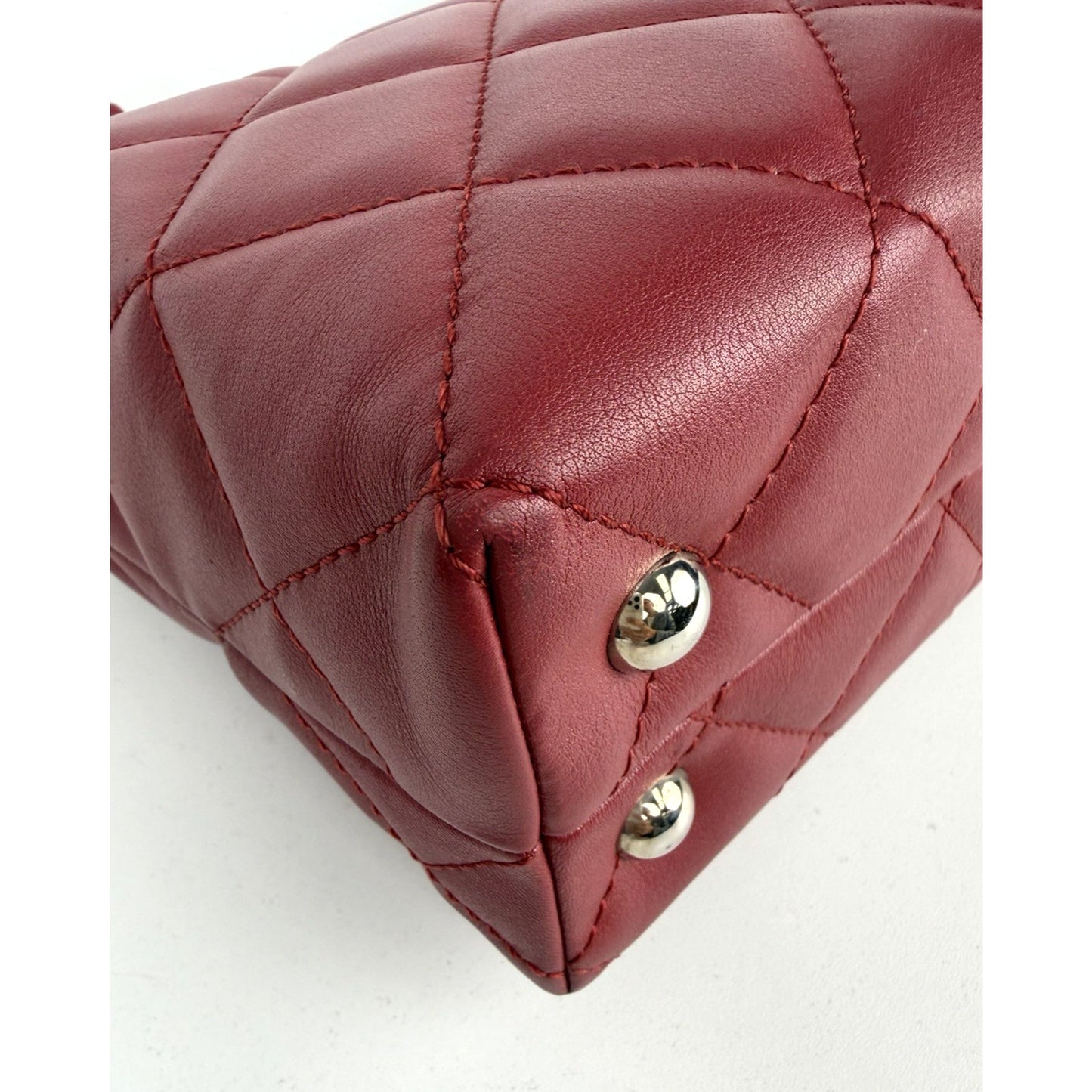 Chanel In The Business Tote Bag Medium in Red Leather Silver Hardware 2011 E-1