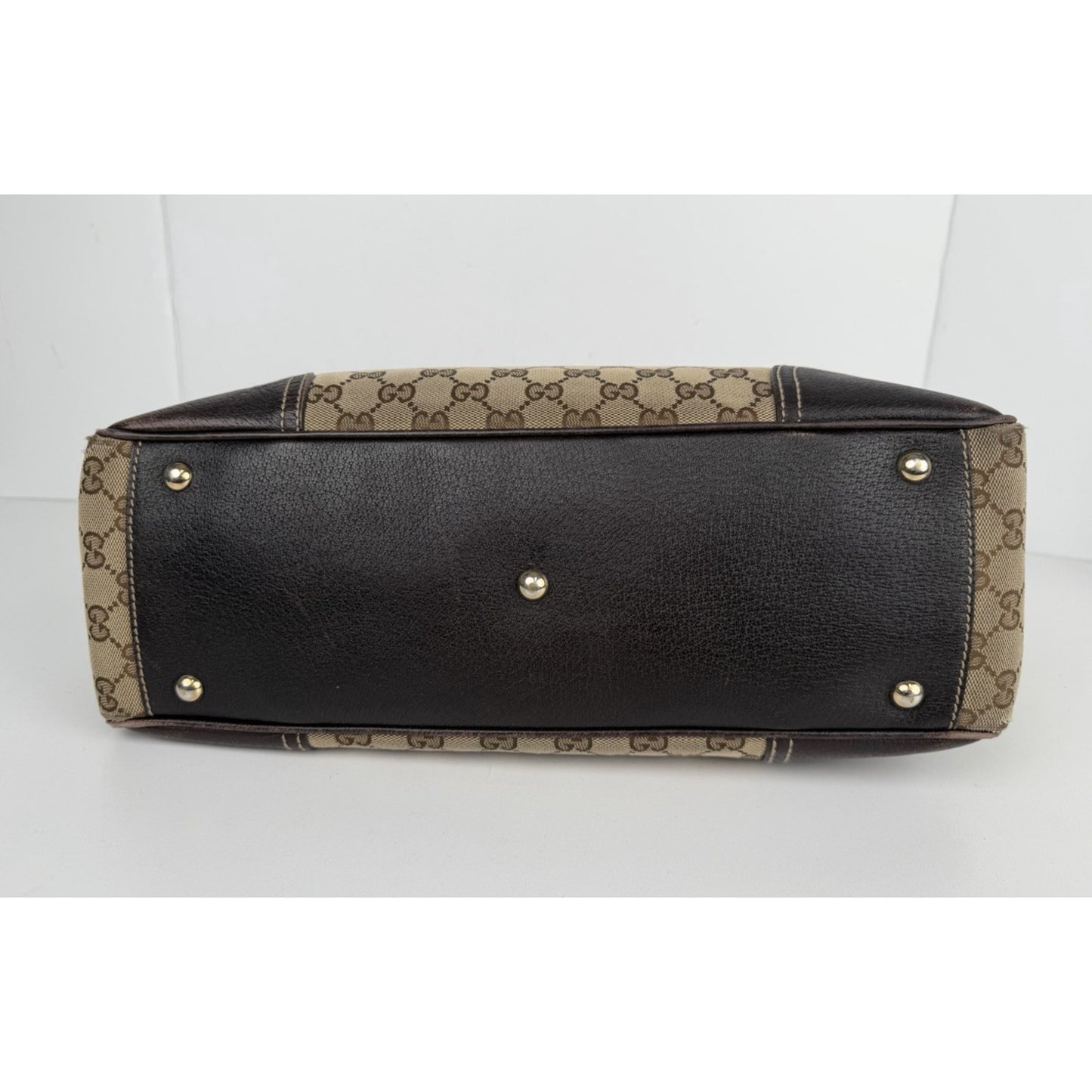 Gucci Medium Princy Tote Bag in GG Monogram Brown Canvas with Web Ribbon S18