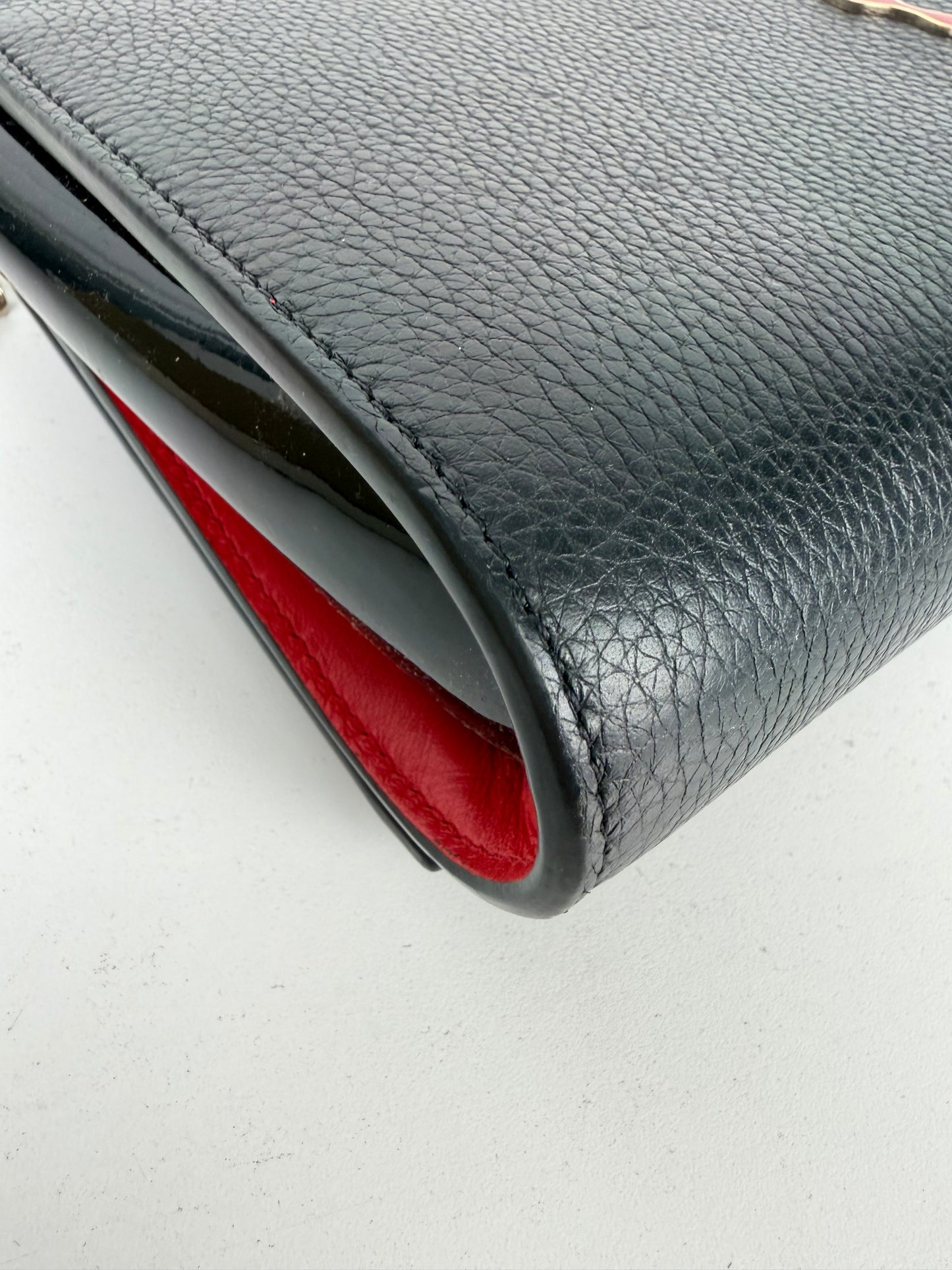 Christian Louboutin Paloma Clutch Bag in Black Leather with Spike Accents YS