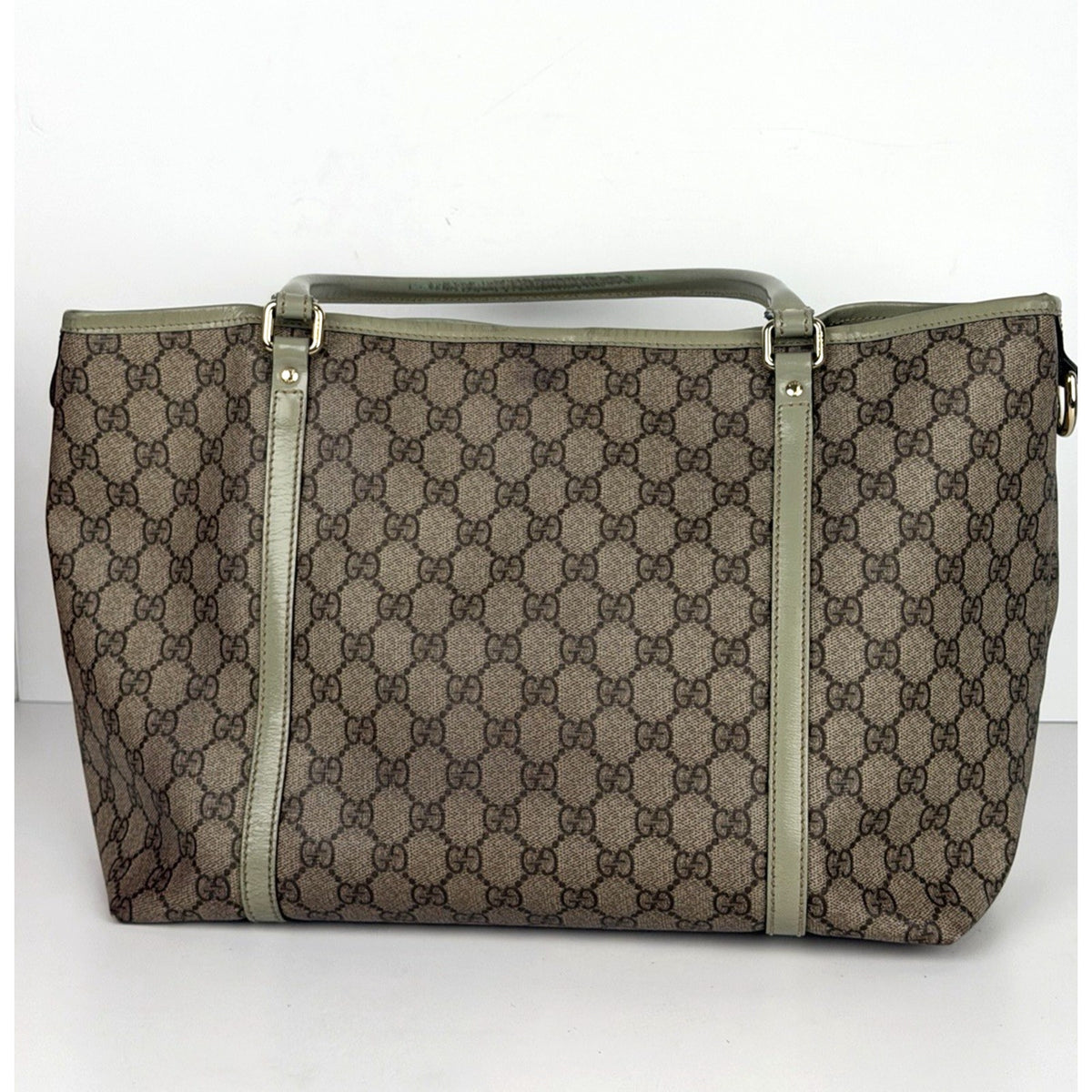 Gucci Joy Tote Shoulder Bag Medium in Brown GG Supreme Monogram Coated Canvas S