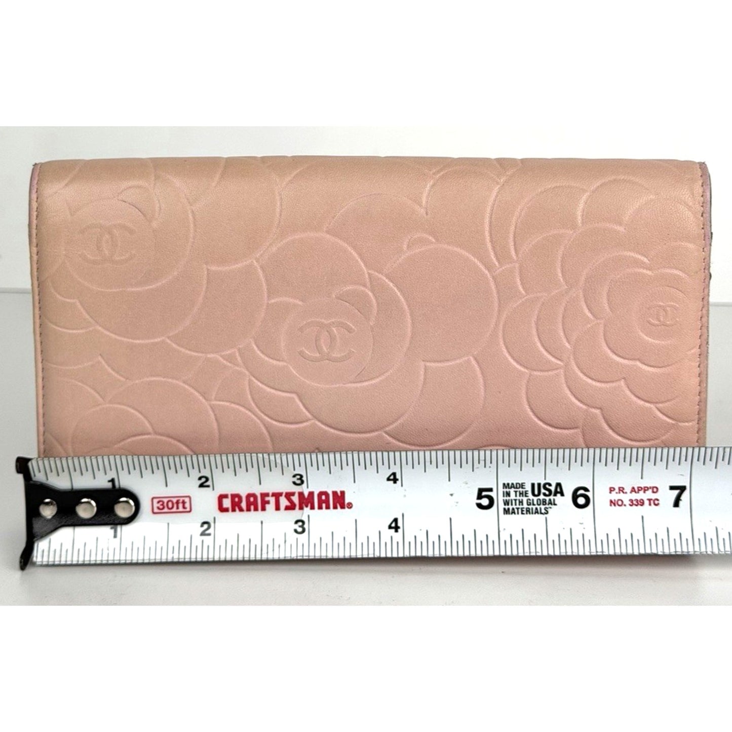 Chanel Pink Lambskin Camellia Embossed Wallet in Pink 2010 K-2