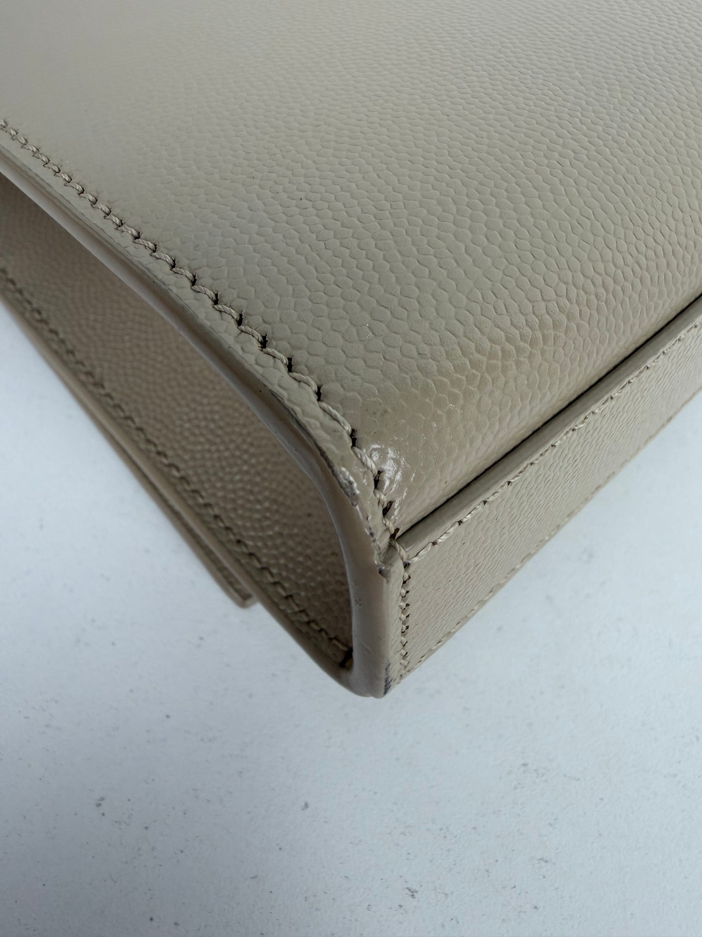Saint Laurent Kate Chain Bag Small in Beige Grain de Poudre Embossed Leather YS