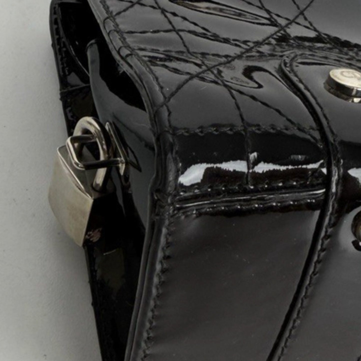 Christian Dior East-West Lady Dior Cannage Shoulder Bag 2005 Black Leather S09