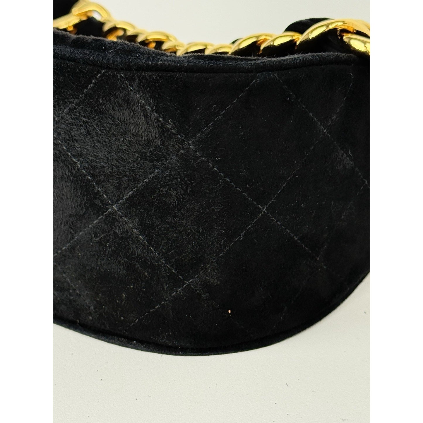 CHANEL Vintage Round Flap Quilted Suede Chain Strap Shoulder Bag