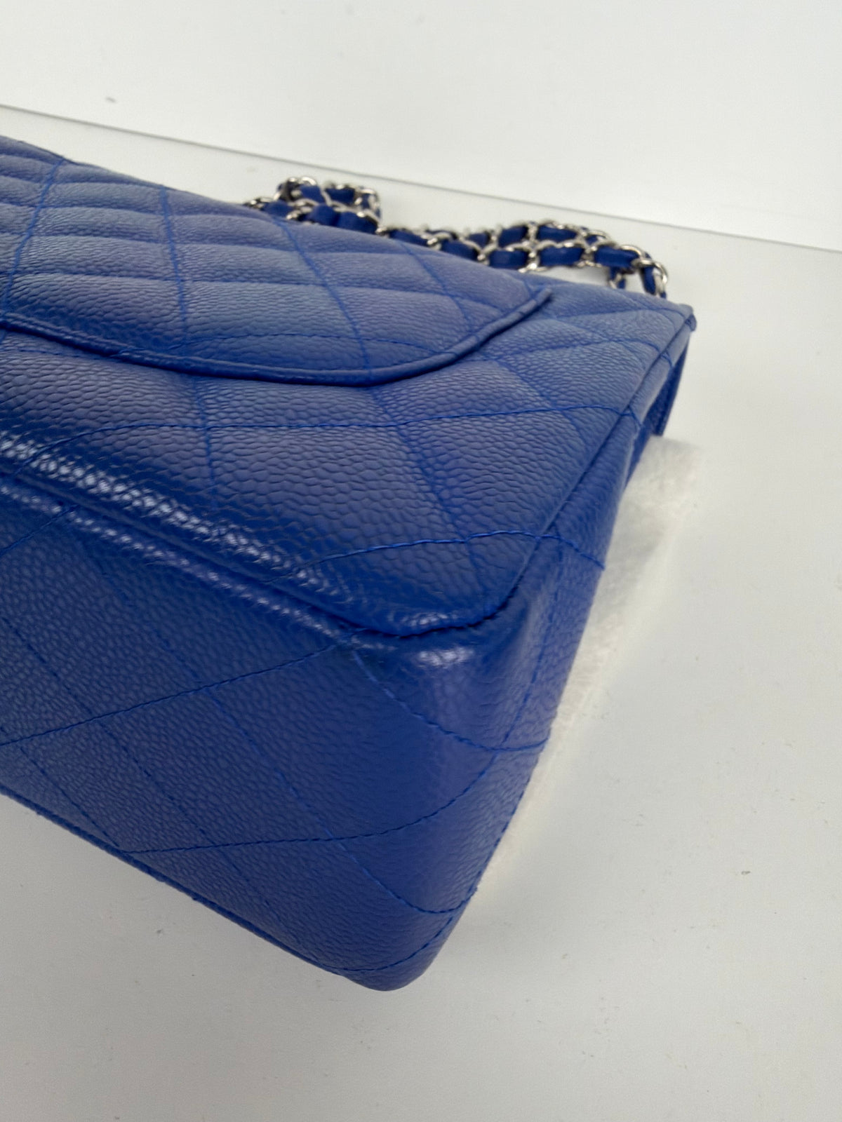 Chanel Classic Jumbo Flap Bag in Blue Grained Caviar Leather 2009-2010