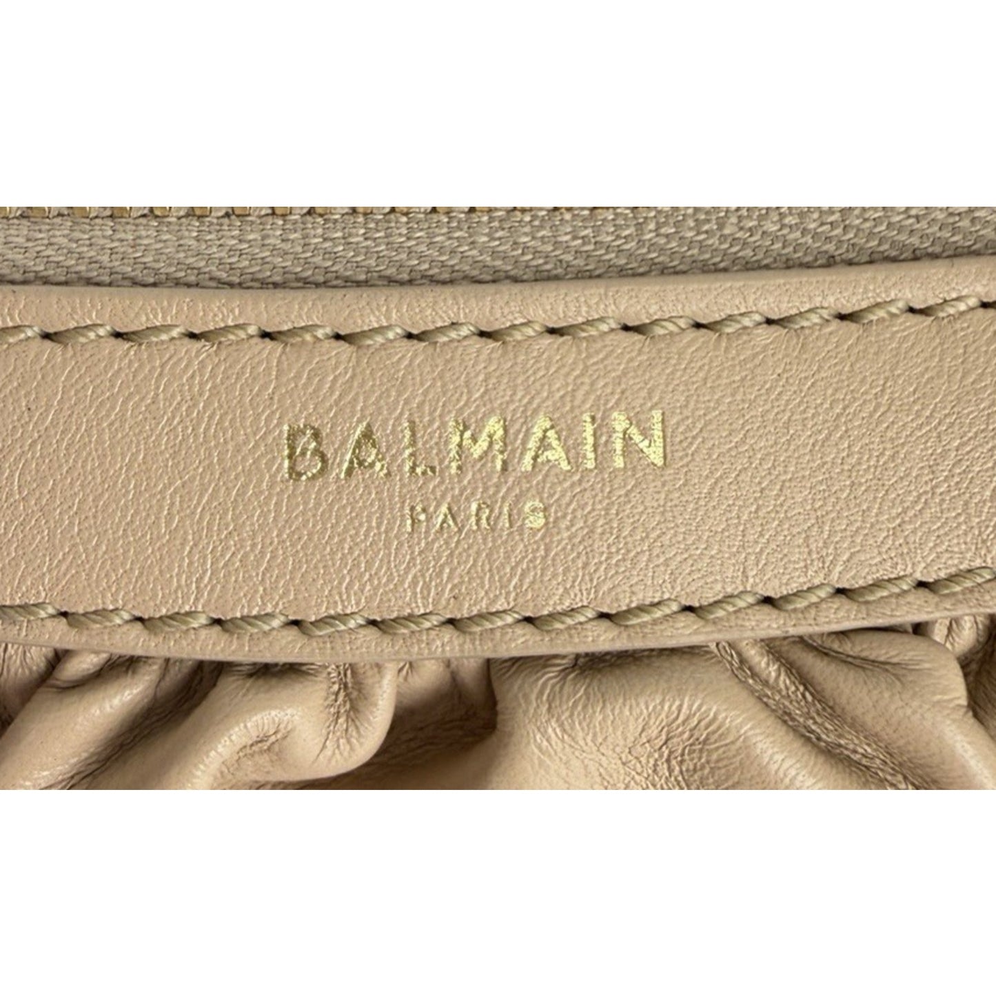 Balmain Mini Bag in Ebene Scrunched Leather Crossbody with Crochet Handle S-05