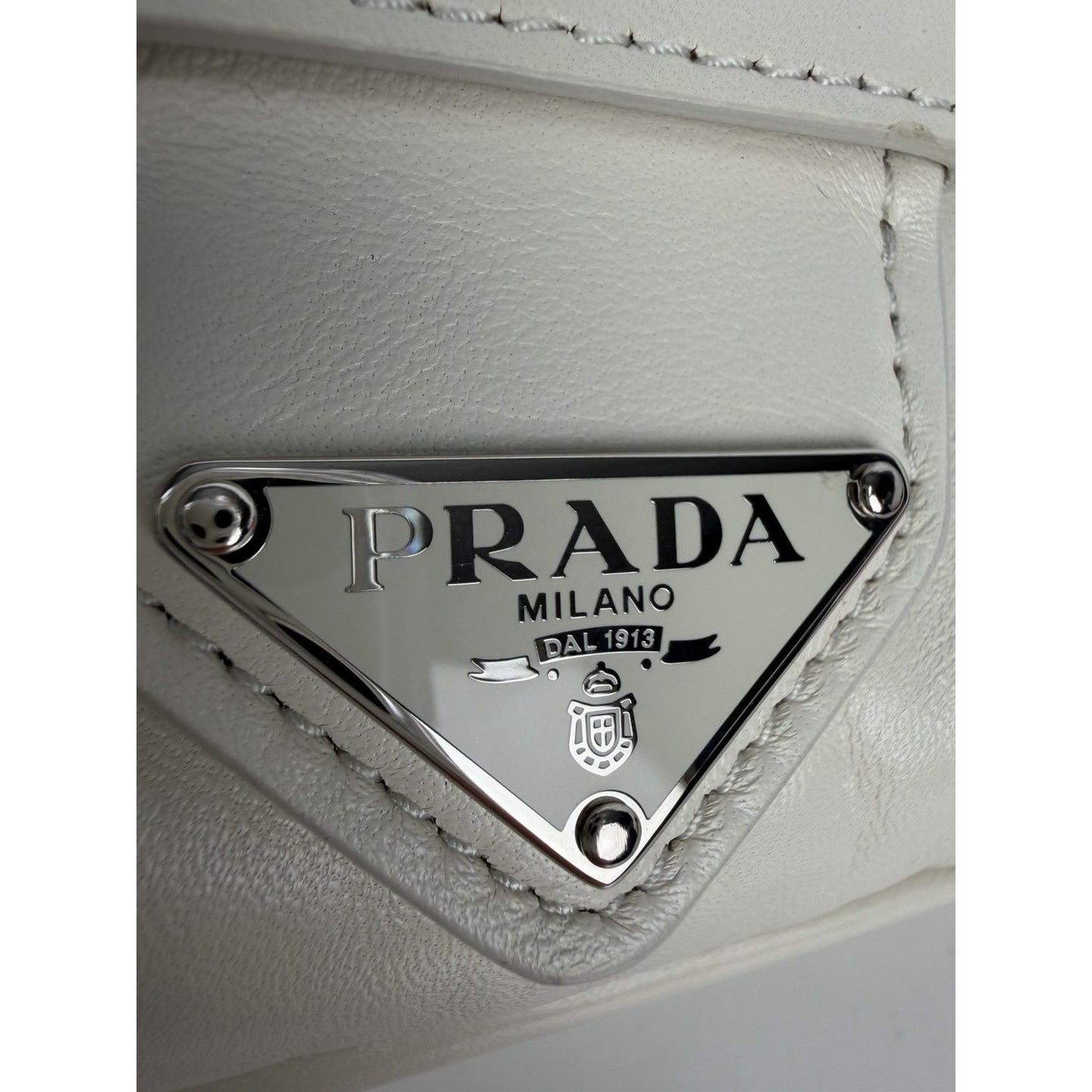 Prada Moon Padded Leather Small Hobo Bag in White Nappa Leather C9