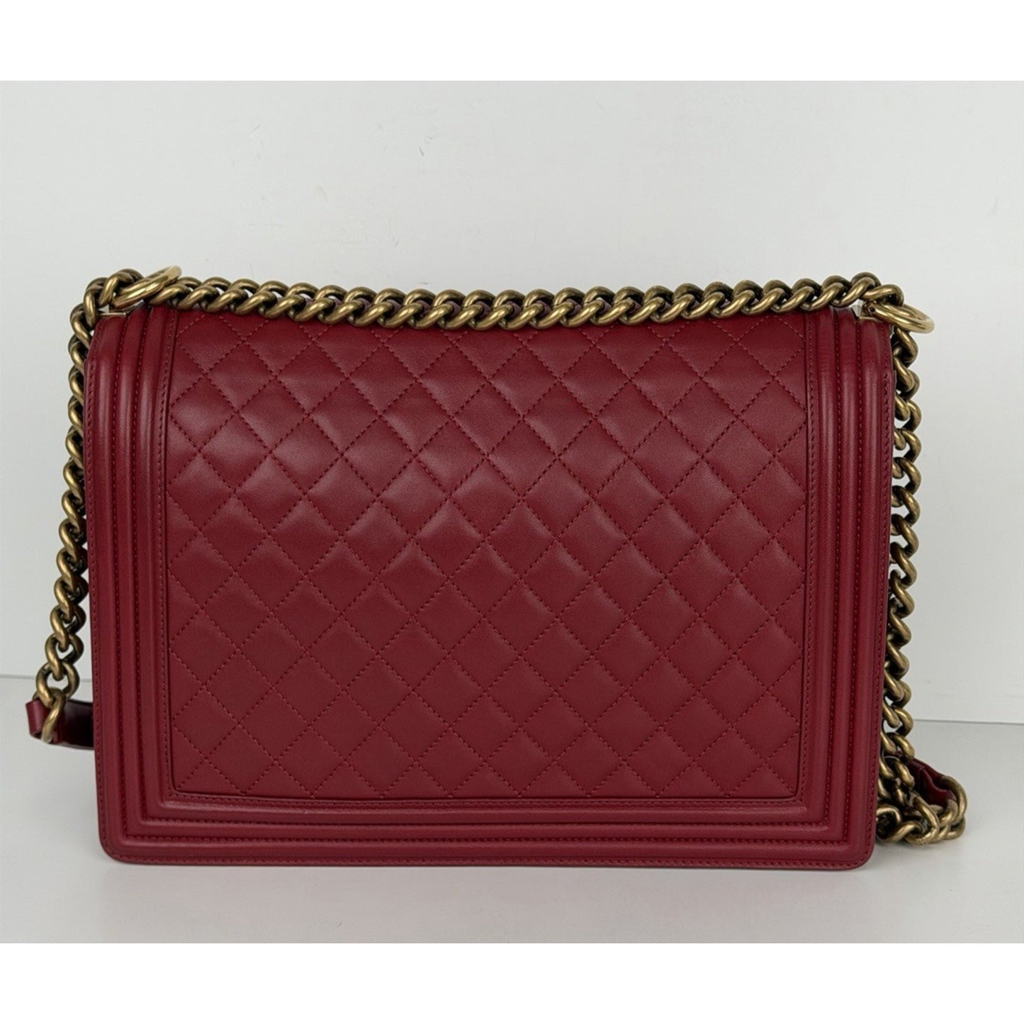 Chanel Boy Bag Large Red Leather & Aged Gold-Tone Hardware 2014 D8