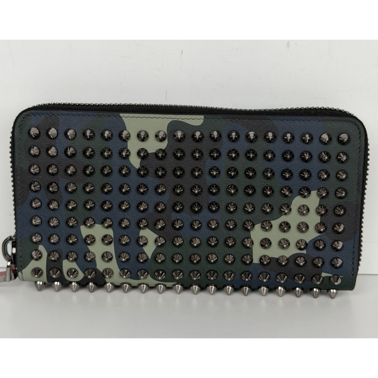 Christian Louboutin Panettone Wallet Navy Blue Camouflage Leather&Spiked Studs S