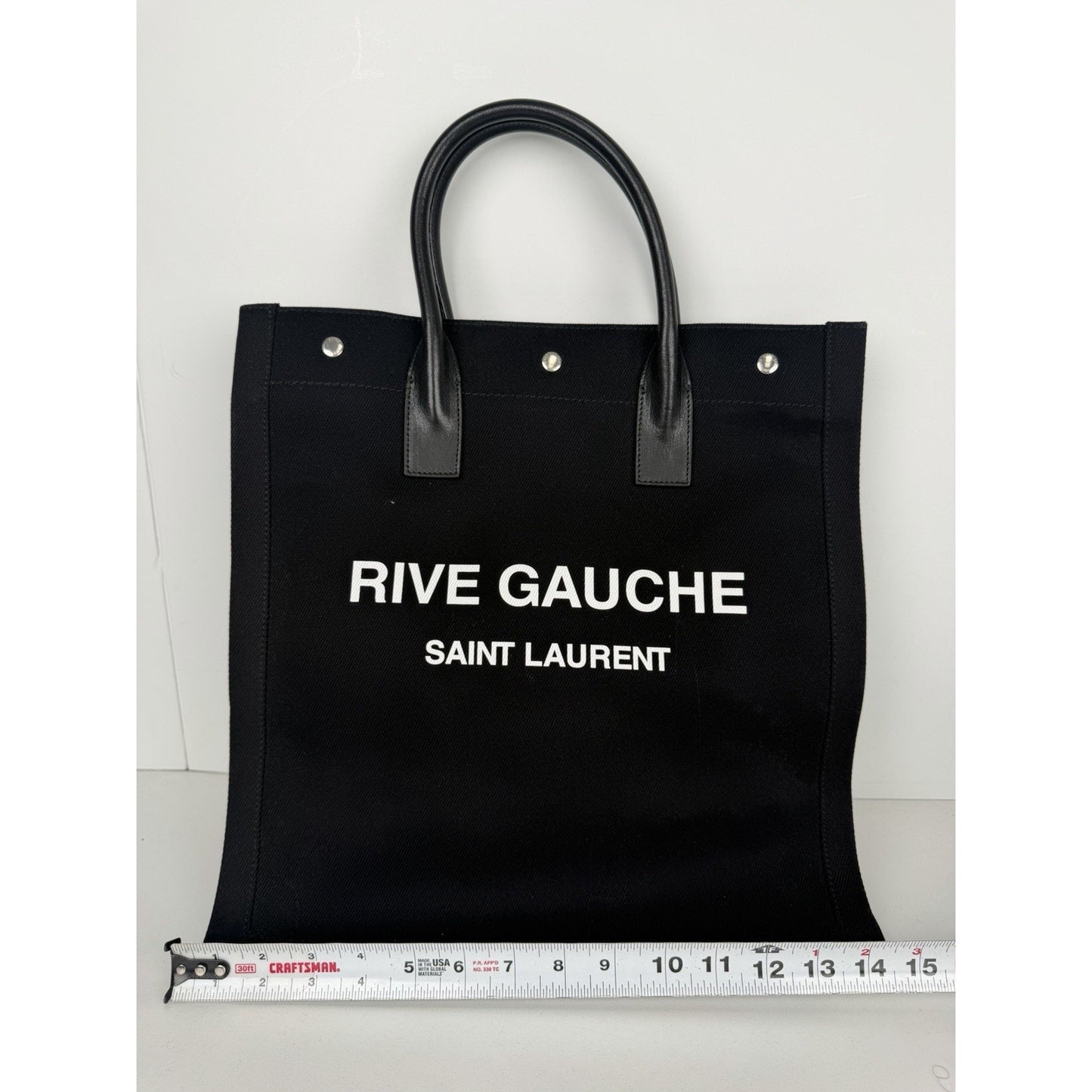 Saint Laurent Signature Rive Gauche Tote Bag Vertical in Black Canvas E-6