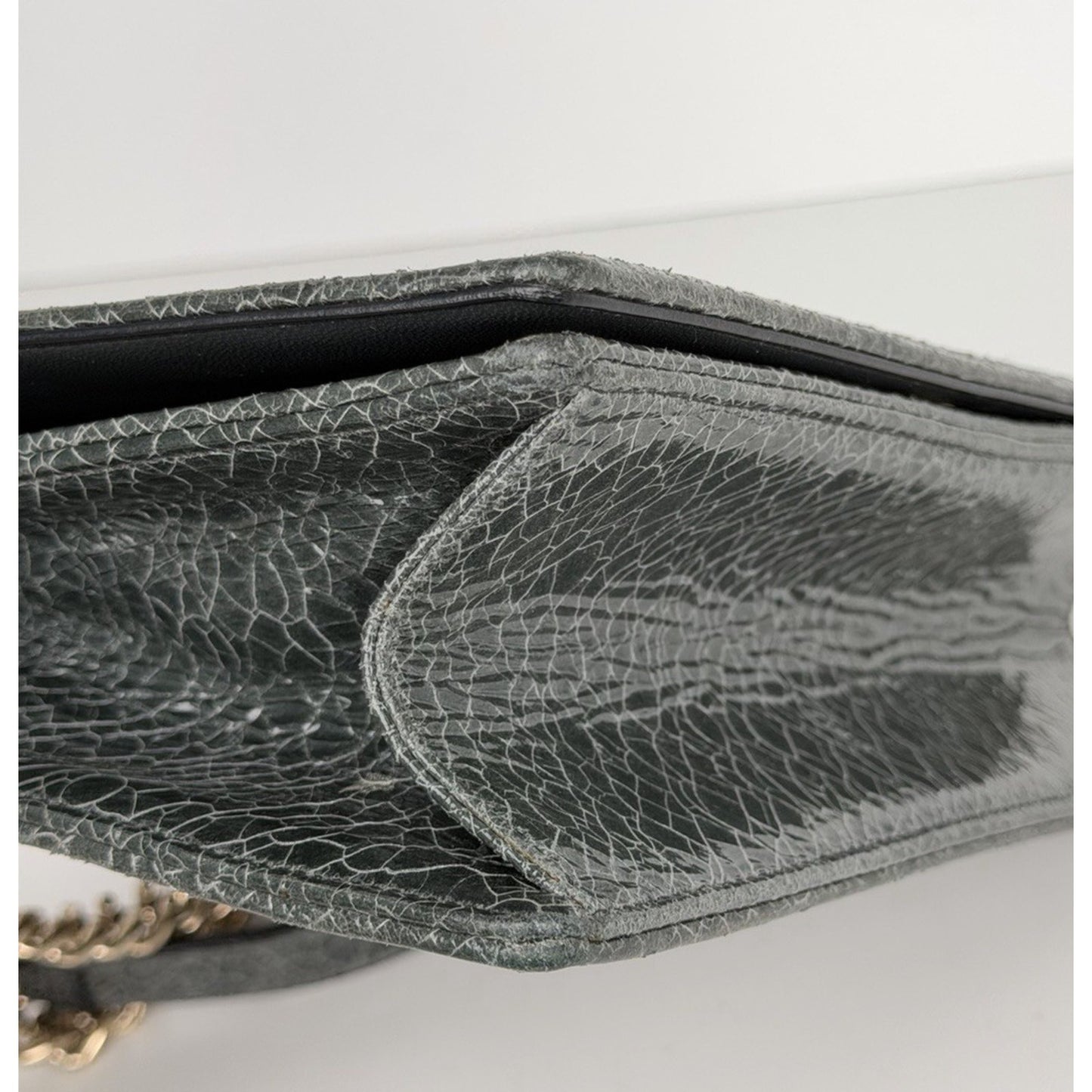 Christian Dior Diorama Medium Flap Bag Crackled Deerskin Leather S05