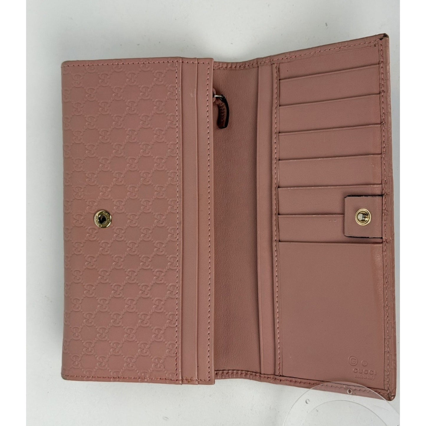 Gucci Microguccissima Continental Bifold Flap Wallet in Pink Leather