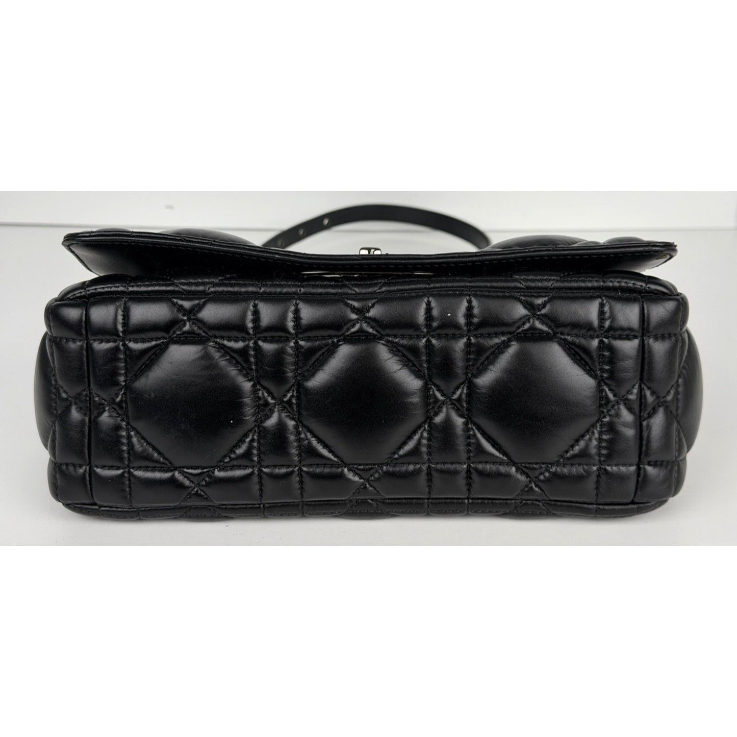 Christian Dior Caro Medium Bag in Black Quilted Puff Calfskin Leather E5