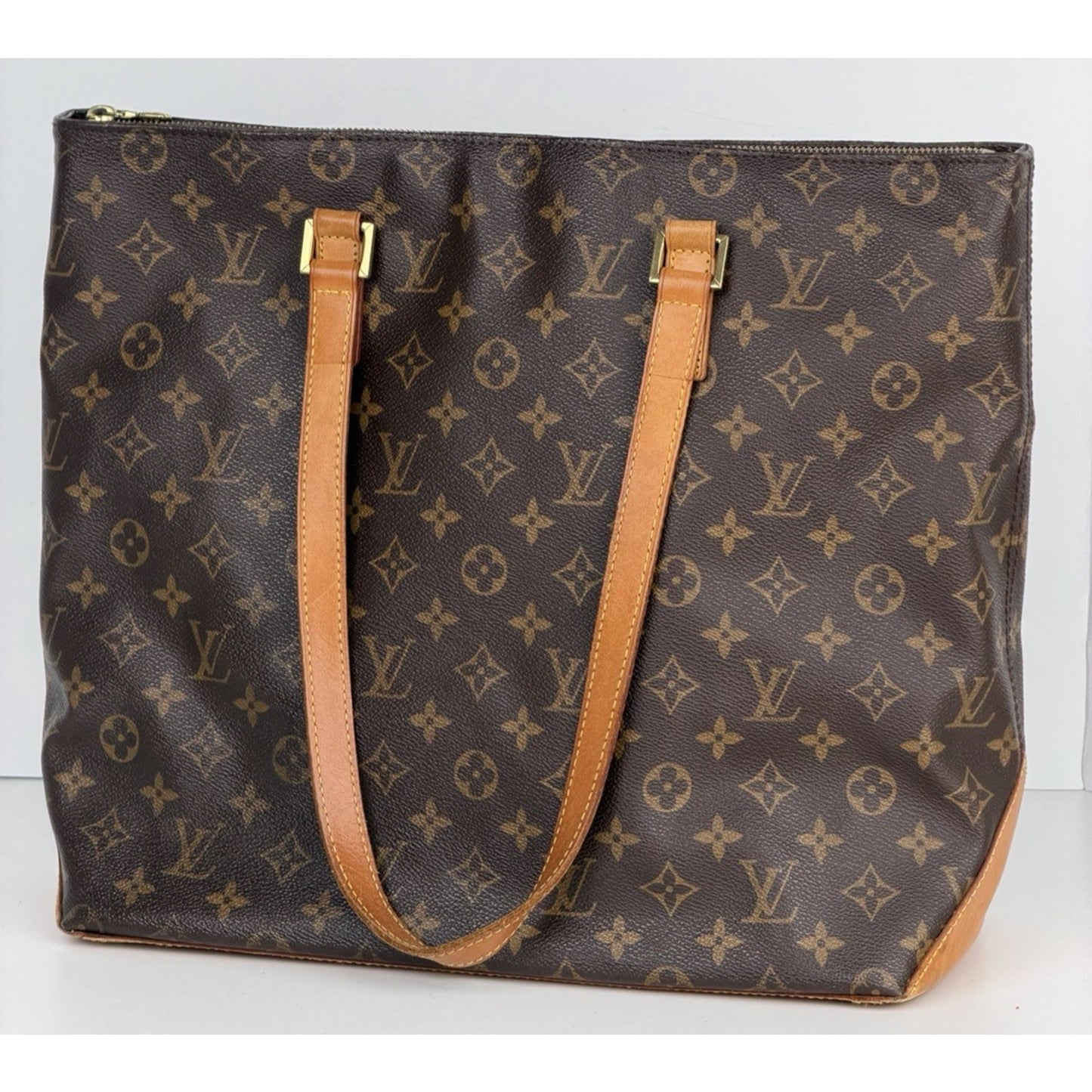 Louis Vuitton Cabas Mezzo Tote Bag in Brown Coated Canvas Vintage 2000 S06
