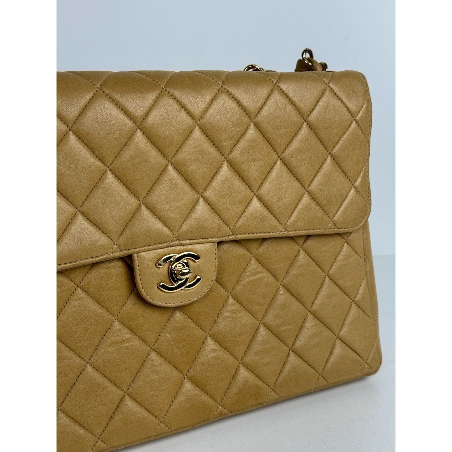 Chanel Classic Flap Bag in Caramel Quilted Lambskin Leather (2002-2003) D-8