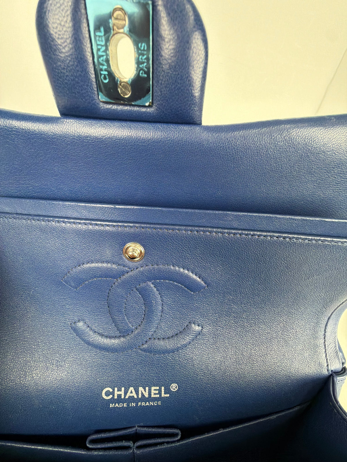 Chanel Classic Double Flap Small Bag in Blue Quilted Lambskin 2017