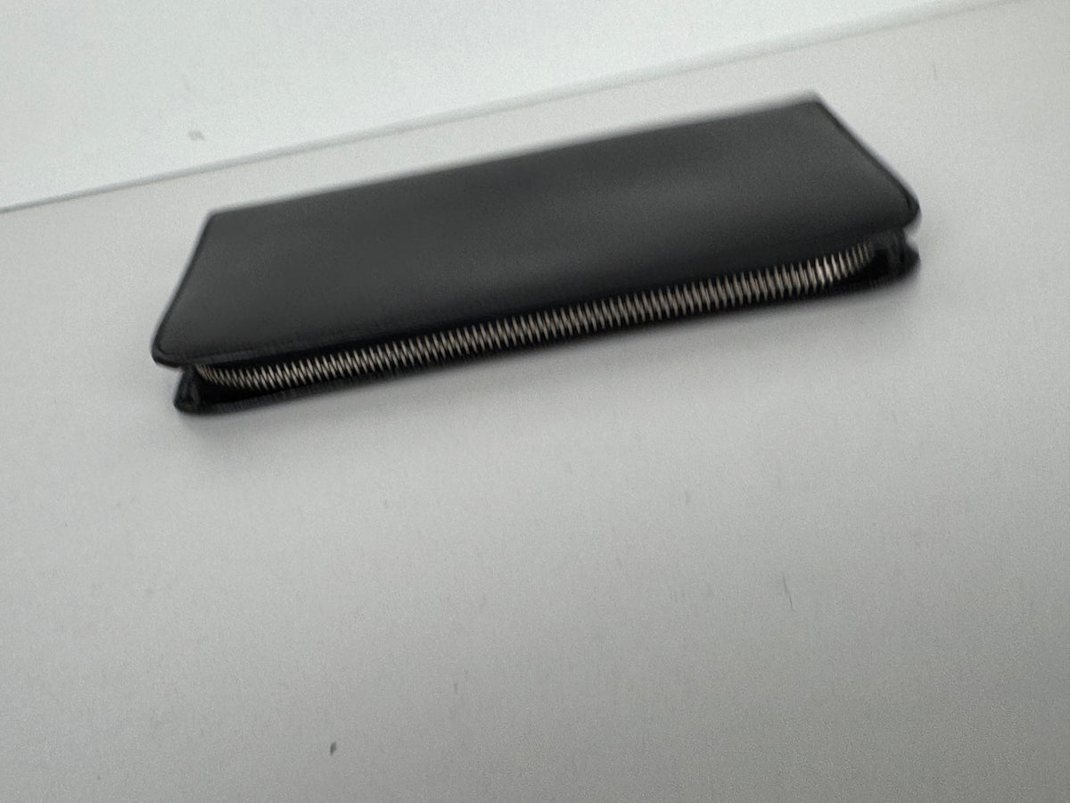 Saint Laurent Zip Around Wallet in Black Grain de Poudre Embossed Leather K3