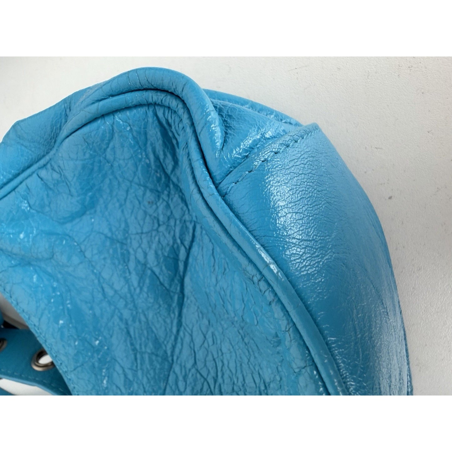 Balenciaga Le Cagole Shoulder Bag XS in Bright Cyan Blue Leather S-01