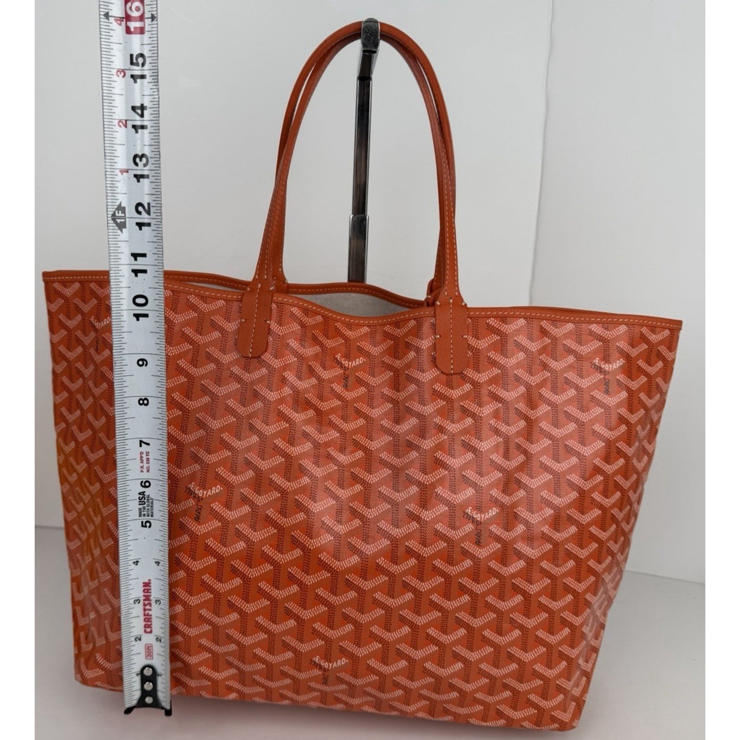 Goyard Saint Louis PM Tote Bag in Orange Goyardine Coated Canvas Leather Trim E5