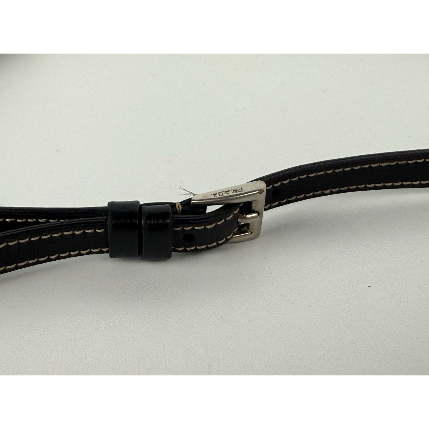 PRADA Black Tessuto Nylon & Leather Pochette Women's Shoulder Bag