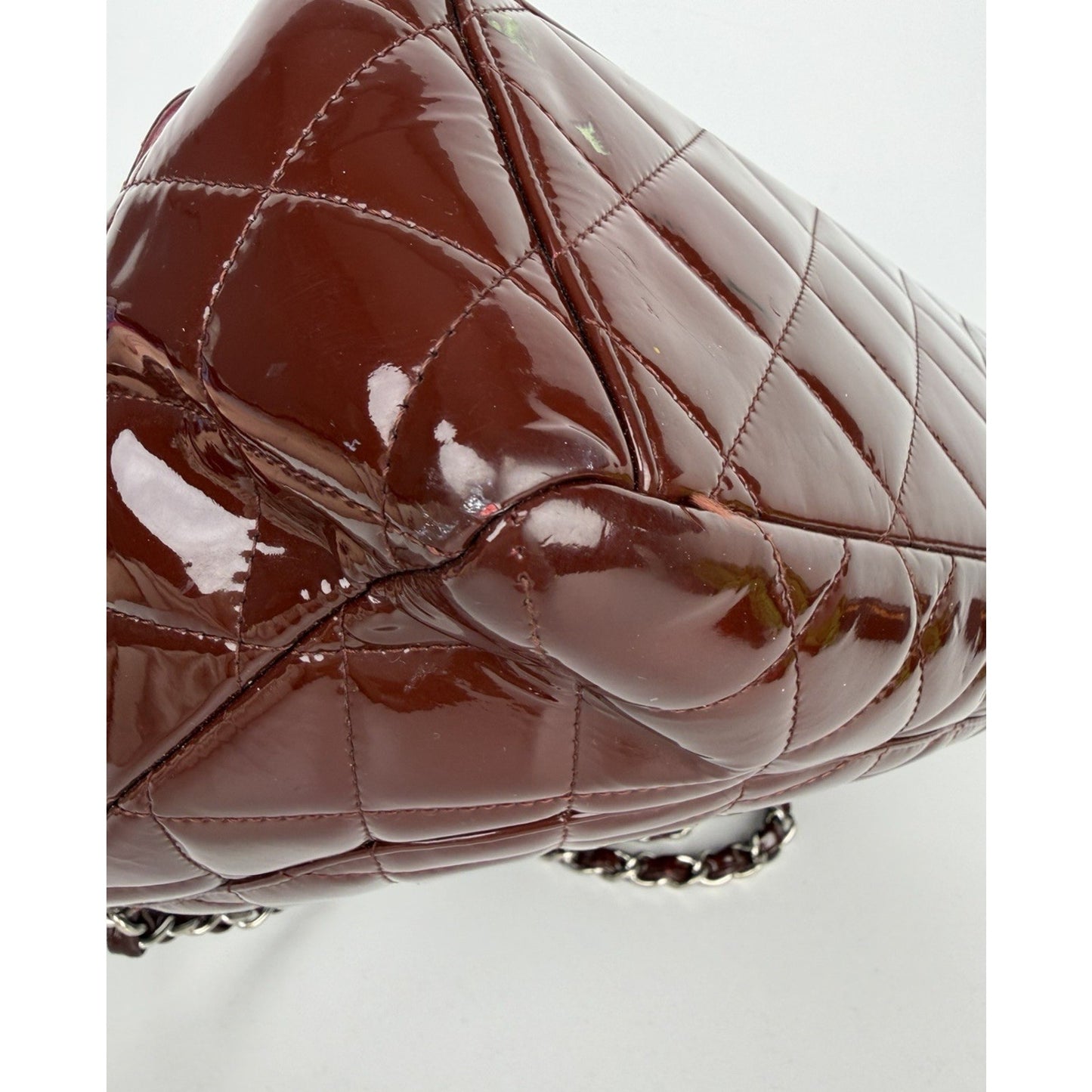 Chanel Maxi Classic Single Flap Bag Burgundy Quilted Patent Leather 2009-2010 D8