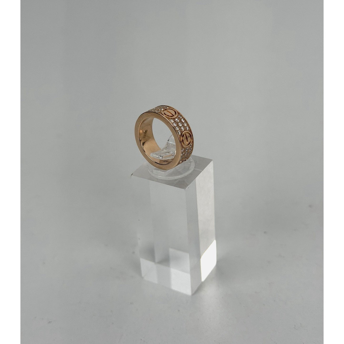 Cartier LOVE Ring 18k Rose Gold Pave-Set Diamonds 5.5 Size 48