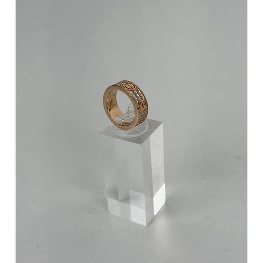 Cartier LOVE Ring 18k Rose Gold Pave-Set Diamonds 5.5 Size 48