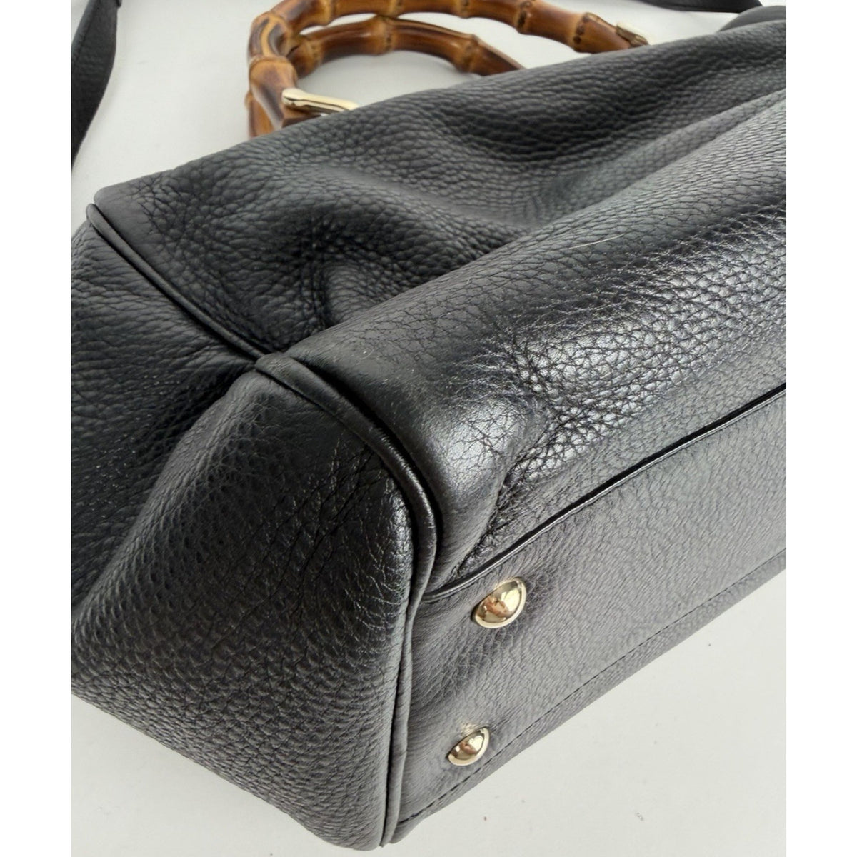 Gucci Bamboo Shopper Boston Medium Bag in Black Curved Bamboo Top S