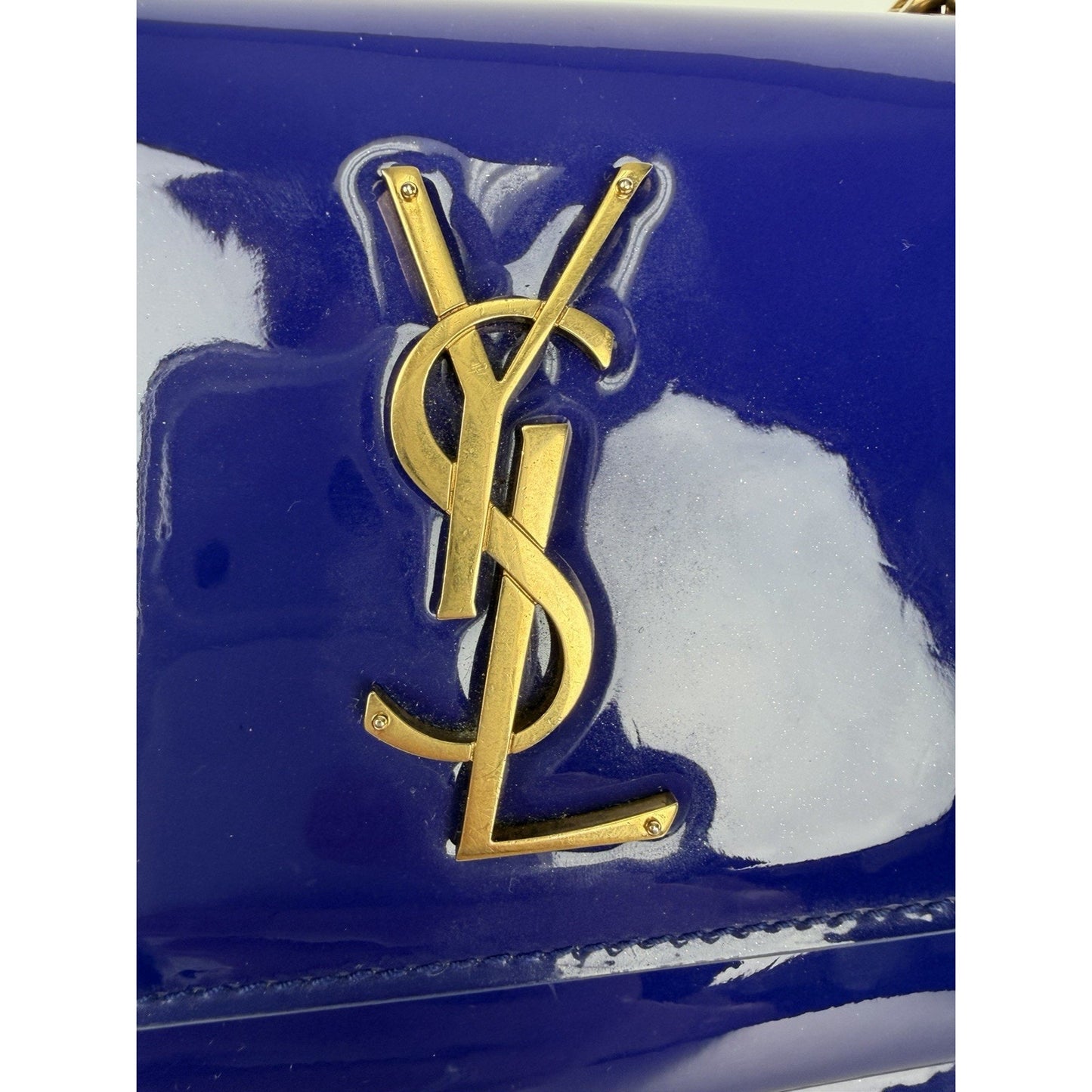 LAYAWAY Saint Laurent Patent Crossbody Small Monogram Sunset Bag in Royal Blue C3