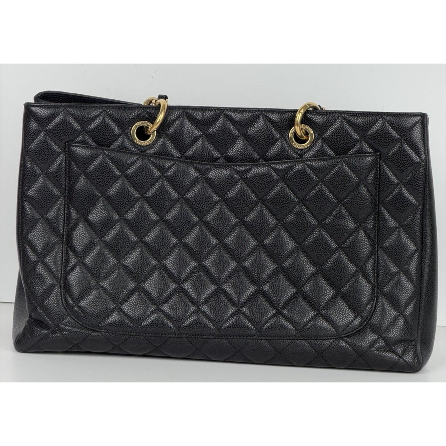 Chanel Grand Shopping Tote XL Bag in Black Quilted Caviar Leather 2013 D6