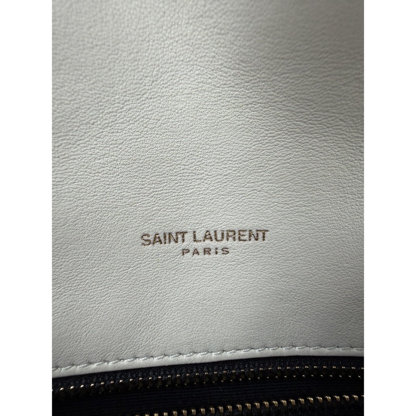 Saint Laurent Loulou Puffer Small Shoulder Bag Quilted White Chevron Leather