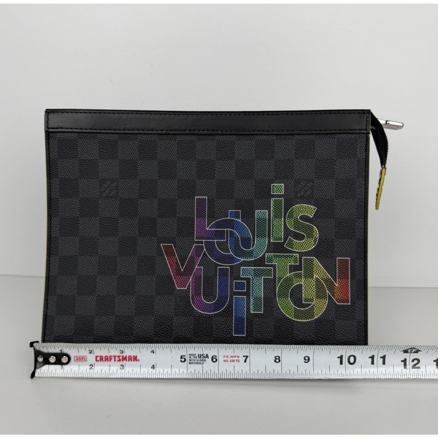 Louis Vuitton Pochette Voyage MM Bag Damier Graphite Canvas Rainbow Logo NFC S14